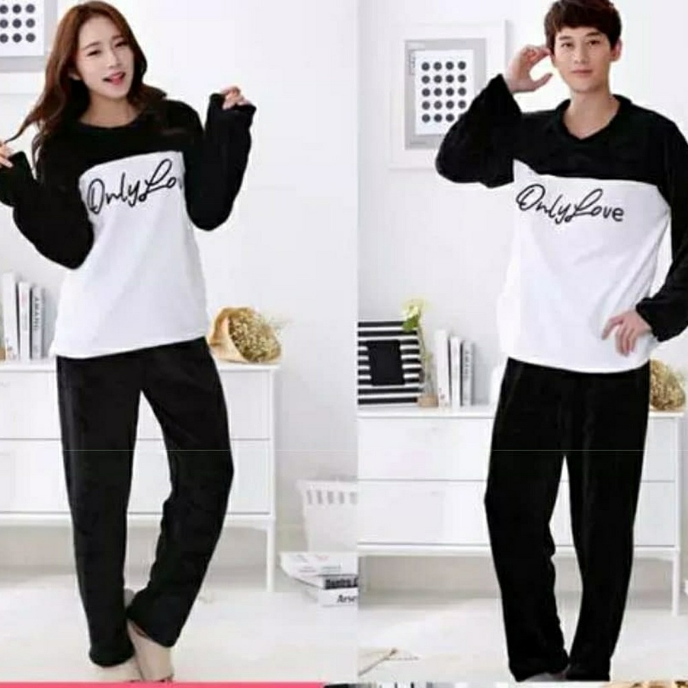 Brand new cute couple fleece soft and warm pajamas